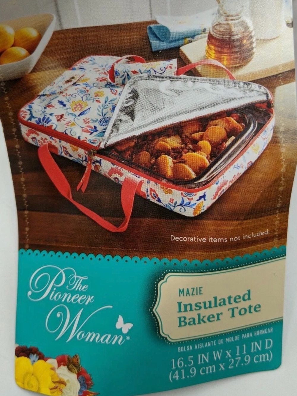 Floral Butterfly Accent Insulated Baker Tote Bag in Multicolor